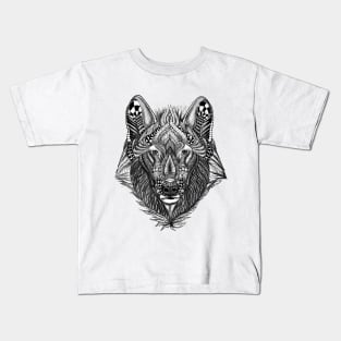 Zen Doodle Wolf Kids T-Shirt